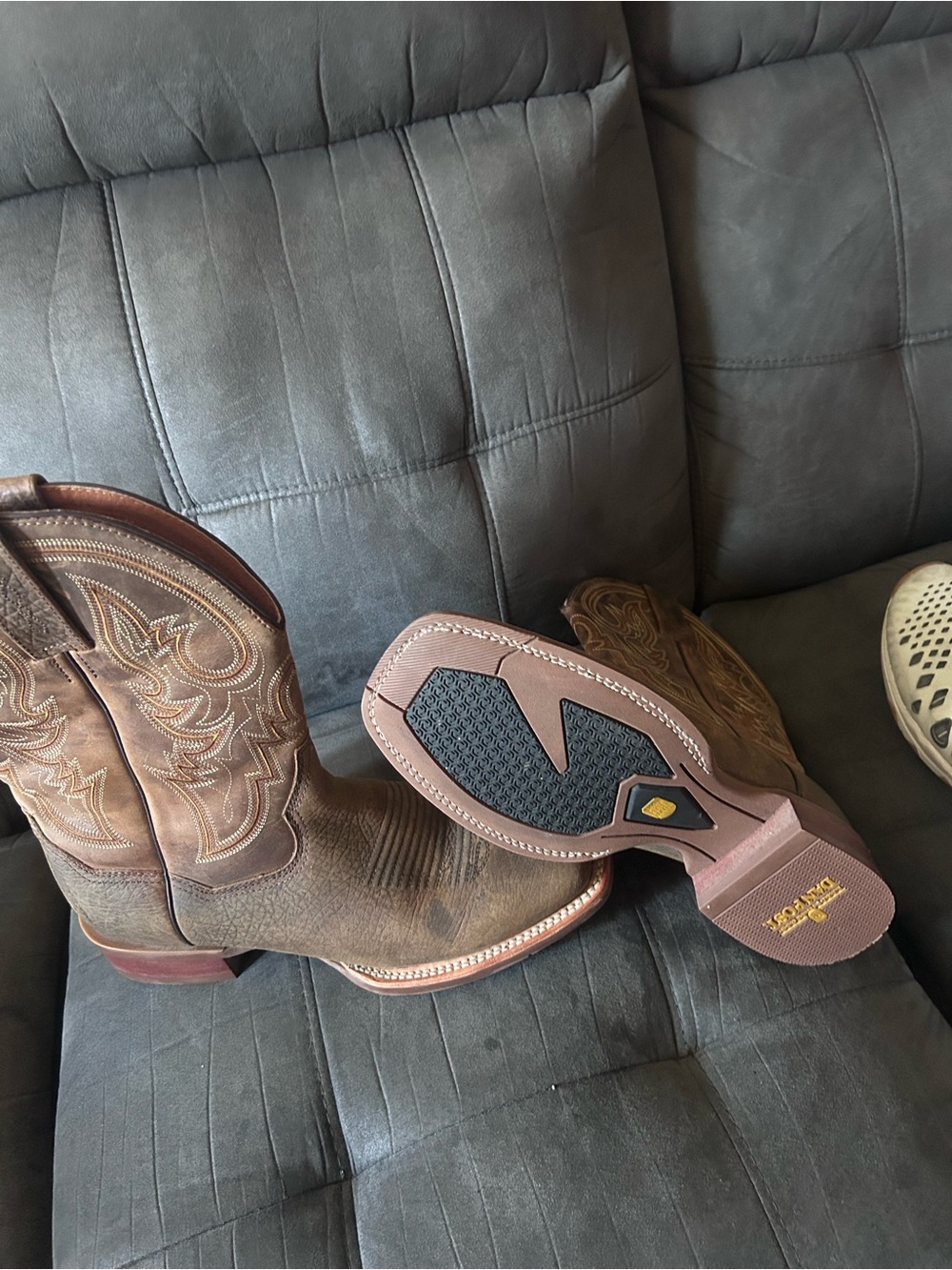 Dan post brown square toe cowboy boots - Picture 3 of 6